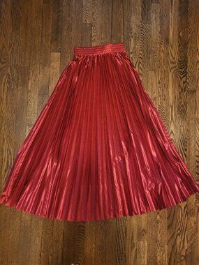 Pleated Maxi Swing Skirt Elastic High Waist A Line Flowy Long Skirt